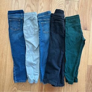 Bundle of 5 jeans for toddler boys 5t blue green black